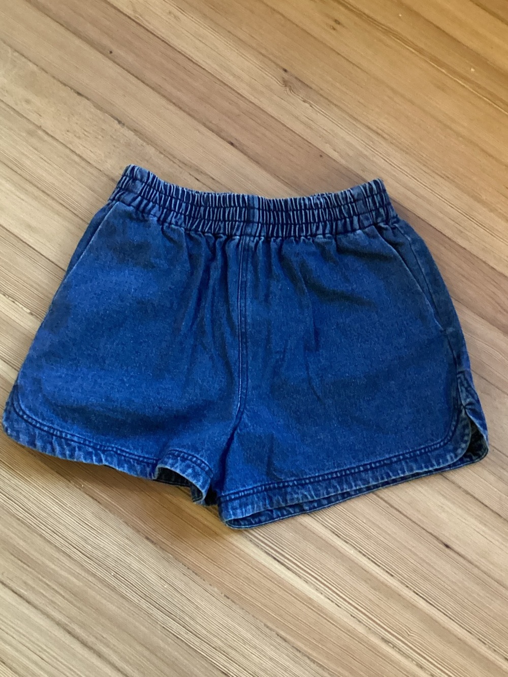 HUNTER BELL Elastic-Waist Denim Shorts - Blue
